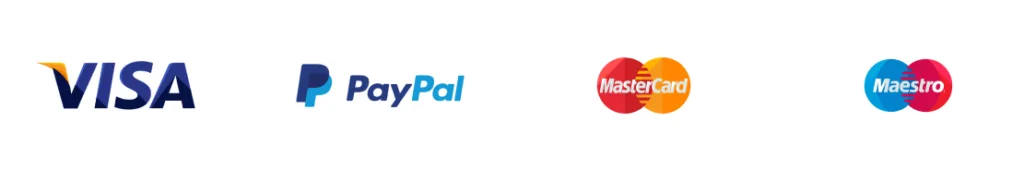 Visa PayPal Mastercard payment logos